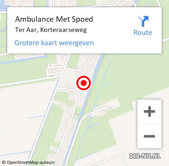 Locatie op kaart van de 112 melding: Ambulance Met Spoed Naar Ter Aar, Korteraarseweg op 9 juni 2016 12:10