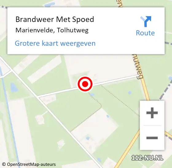 Locatie op kaart van de 112 melding: Brandweer Met Spoed Naar Marienvelde, Tolhutweg op 17 december 2013 16:43