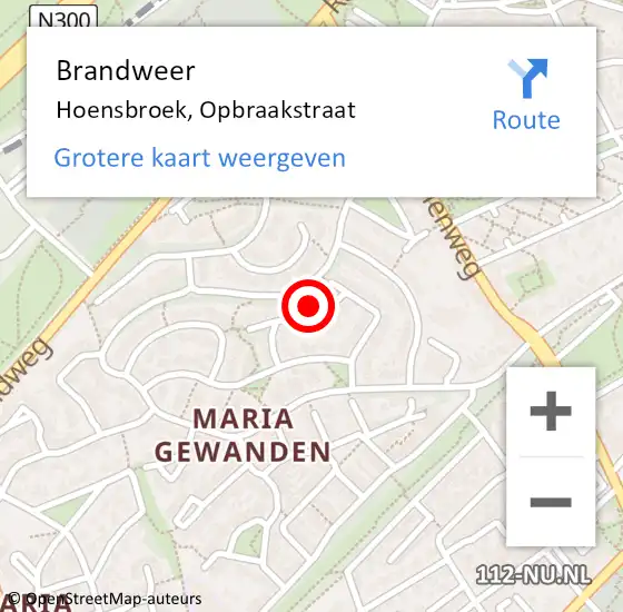 Locatie op kaart van de 112 melding: Brandweer Hoensbroek, Opbraakstraat op 17 december 2013 16:45