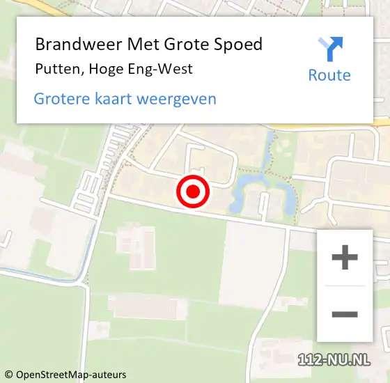 Locatie op kaart van de 112 melding: Brandweer Met Grote Spoed Naar Putten, Hoge Eng-West op 9 juni 2016 13:03