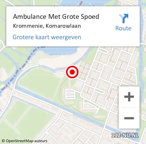 Locatie op kaart van de 112 melding: Ambulance Met Grote Spoed Naar Krommenie, Komarowlaan op 9 juni 2016 13:20