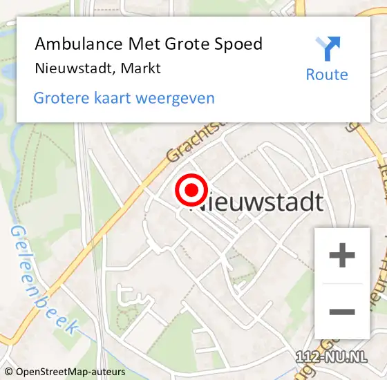 Locatie op kaart van de 112 melding: Ambulance Met Grote Spoed Naar Nieuwstadt, Markt op 9 juni 2016 13:36