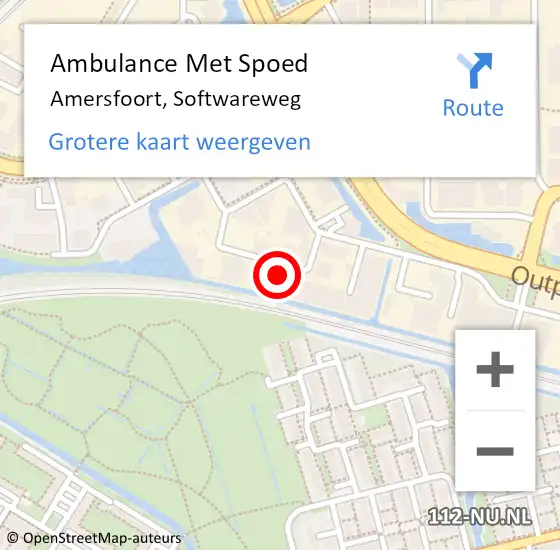 Locatie op kaart van de 112 melding: Ambulance Met Spoed Naar Amersfoort, Softwareweg op 9 juni 2016 15:05