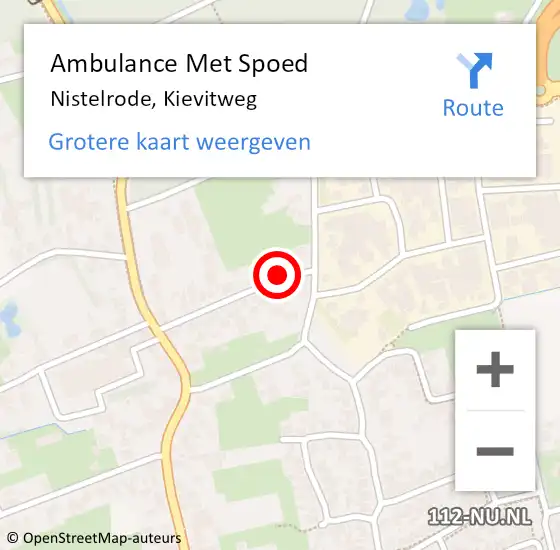 Locatie op kaart van de 112 melding: Ambulance Met Spoed Naar Nistelrode, Kievitweg op 9 juni 2016 15:07