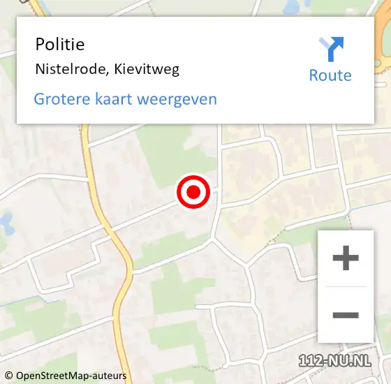 Locatie op kaart van de 112 melding: Politie Nistelrode, Kievitweg op 9 juni 2016 15:08