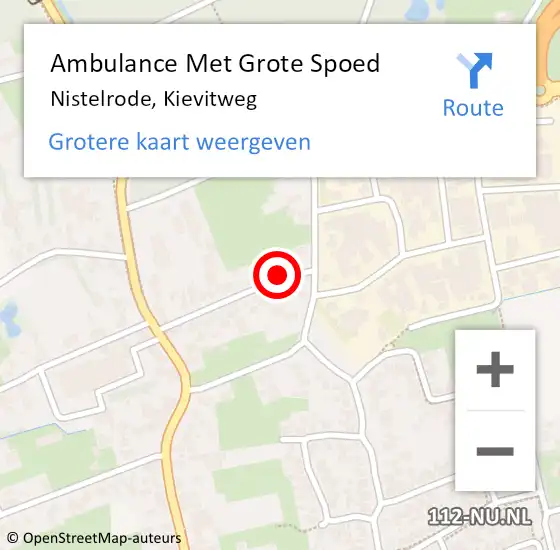 Locatie op kaart van de 112 melding: Ambulance Met Grote Spoed Naar Nistelrode, Kievitweg op 9 juni 2016 15:08