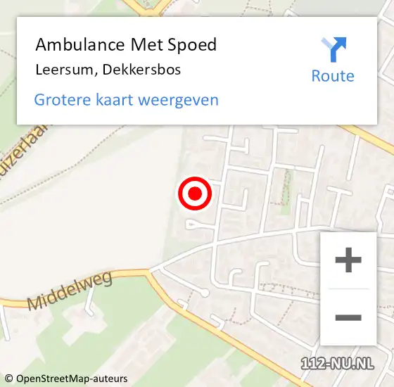 Locatie op kaart van de 112 melding: Ambulance Met Spoed Naar Leersum, Dekkersbos op 9 juni 2016 15:20