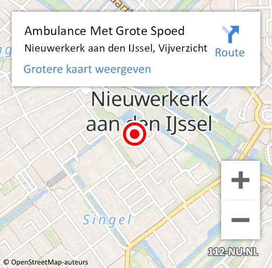 Locatie op kaart van de 112 melding: Ambulance Met Grote Spoed Naar Nieuwerkerk aan den IJssel, Vijverzicht op 17 december 2013 17:10