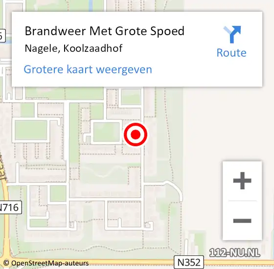 Locatie op kaart van de 112 melding: Brandweer Met Grote Spoed Naar Nagele, Koolzaadhof op 9 juni 2016 16:59