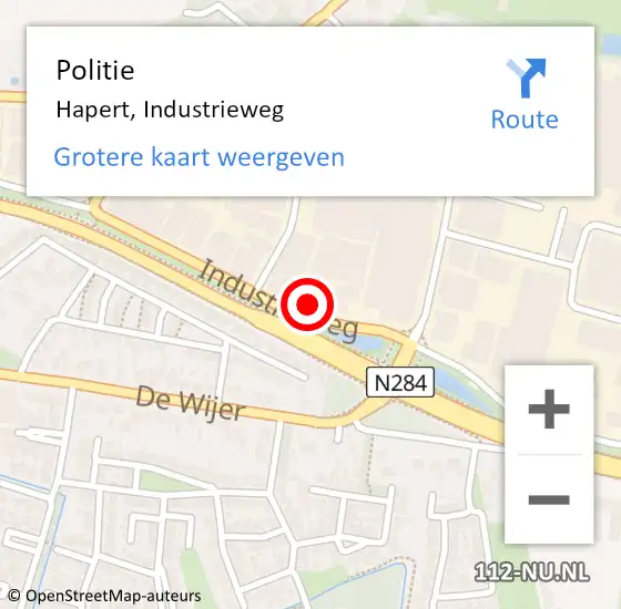 Locatie op kaart van de 112 melding: Politie Hapert, Industrieweg op 9 juni 2016 16:59