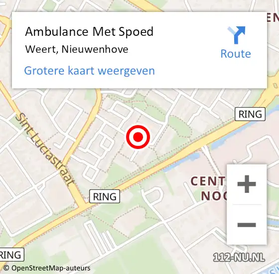 Locatie op kaart van de 112 melding: Ambulance Met Spoed Naar Weert, Nieuwenhove op 9 juni 2016 17:04