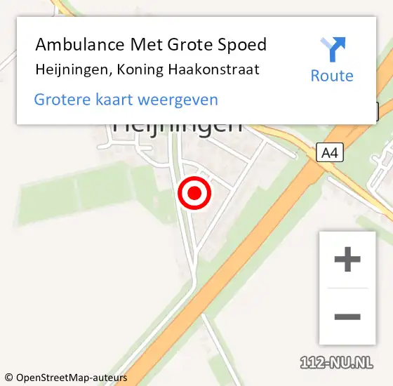 Locatie op kaart van de 112 melding: Ambulance Met Grote Spoed Naar Heijningen, Koning Haakonstraat op 9 juni 2016 17:49