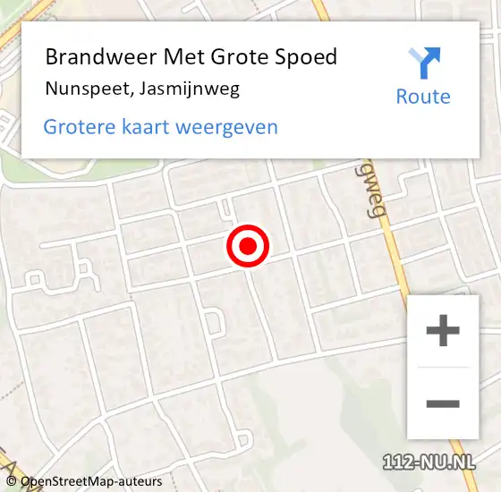 Locatie op kaart van de 112 melding: Brandweer Met Grote Spoed Naar Nunspeet, Jasmijnweg op 9 juni 2016 18:28