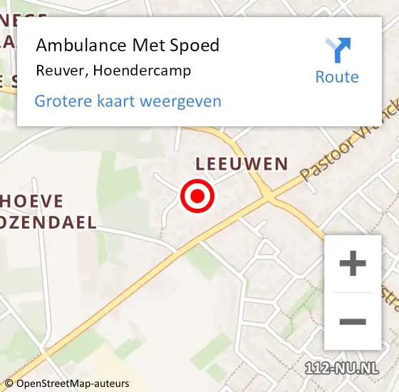 Locatie op kaart van de 112 melding: Ambulance Met Spoed Naar Reuver, Hoendercamp op 9 juni 2016 18:37