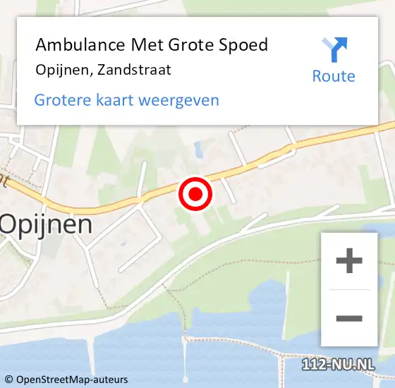 Locatie op kaart van de 112 melding: Ambulance Met Grote Spoed Naar Opijnen, Zandstraat op 9 juni 2016 19:14