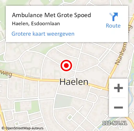 Locatie op kaart van de 112 melding: Ambulance Met Grote Spoed Naar Haelen, Esdoornlaan op 9 juni 2016 19:31