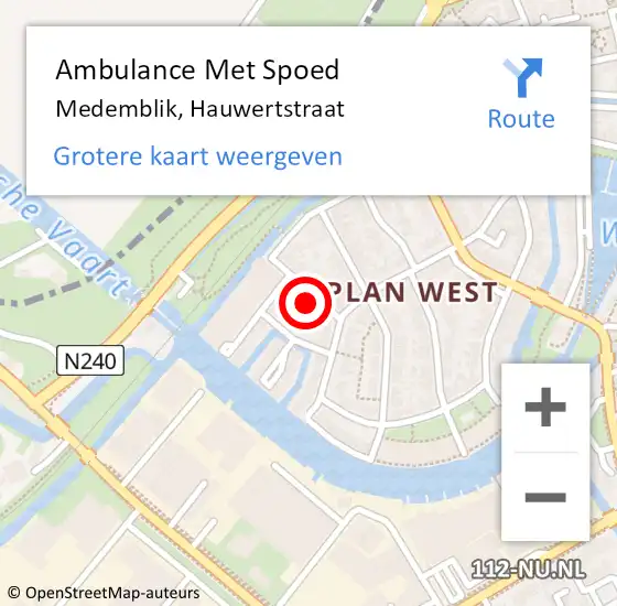 Locatie op kaart van de 112 melding: Ambulance Met Spoed Naar Medemblik, Hauwertstraat op 9 juni 2016 20:11