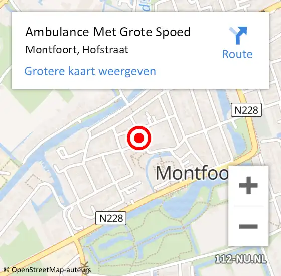 Locatie op kaart van de 112 melding: Ambulance Met Grote Spoed Naar Montfoort, Hofstraat op 17 december 2013 17:30