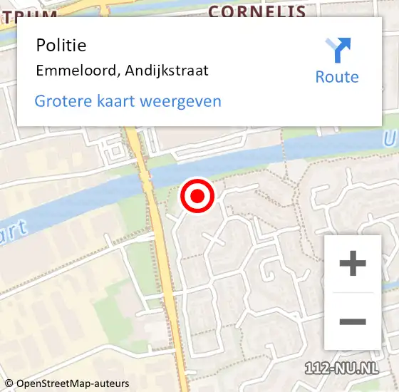 Locatie op kaart van de 112 melding: Politie Emmeloord, Andijkstraat op 9 juni 2016 20:16