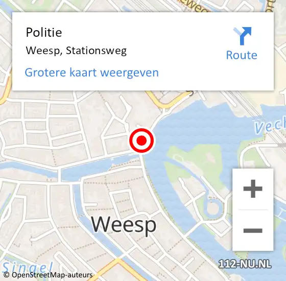 Locatie op kaart van de 112 melding: Politie Weesp, Stationsweg op 9 juni 2016 20:21