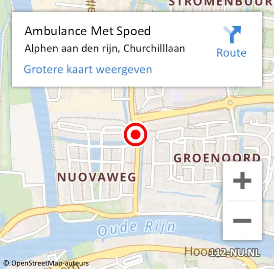 Locatie op kaart van de 112 melding: Ambulance Met Spoed Naar Alphen aan den rijn, Churchilllaan op 9 juni 2016 20:55
