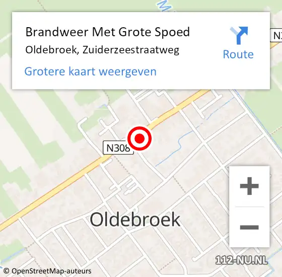 Locatie op kaart van de 112 melding: Brandweer Met Grote Spoed Naar Oldebroek, Zuiderzeestraatweg op 9 juni 2016 21:38