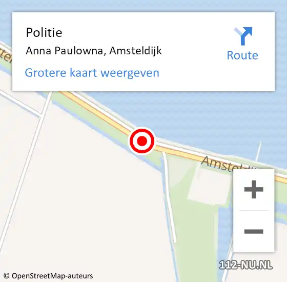 Locatie op kaart van de 112 melding: Politie Anna Paulowna, Amsteldijk op 9 juni 2016 21:51