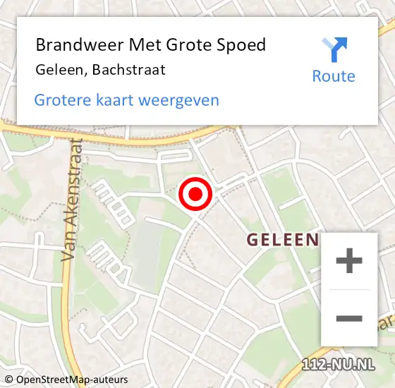 Locatie op kaart van de 112 melding: Brandweer Met Grote Spoed Naar Geleen, Bachstraat op 9 juni 2016 21:59