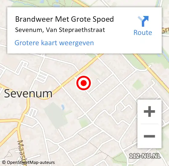 Locatie op kaart van de 112 melding: Brandweer Met Grote Spoed Naar Sevenum, Van Stepraethstraat op 9 juni 2016 23:27