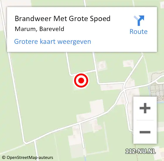 Locatie op kaart van de 112 melding: Brandweer Met Grote Spoed Naar Marum, Bareveld op 10 juni 2016 00:36