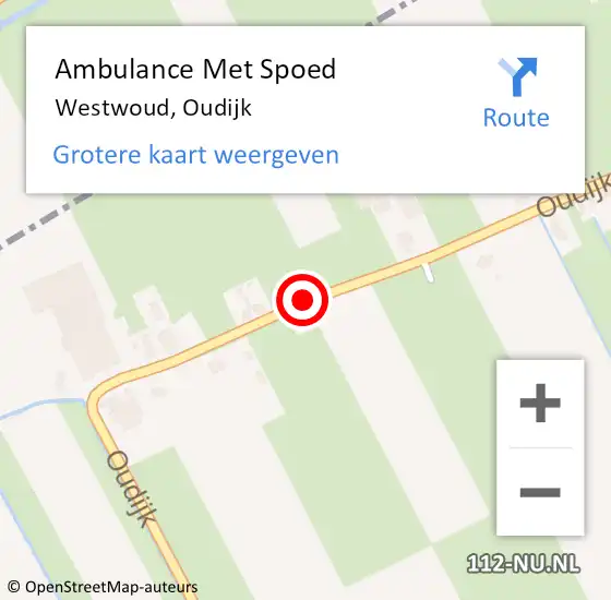 Locatie op kaart van de 112 melding: Ambulance Met Spoed Naar Westwoud, Oudijk op 16 september 2013 12:46