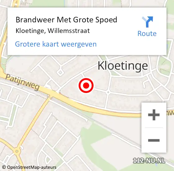 Locatie op kaart van de 112 melding: Brandweer Met Grote Spoed Naar Kloetinge, Willemsstraat op 10 juni 2016 01:26