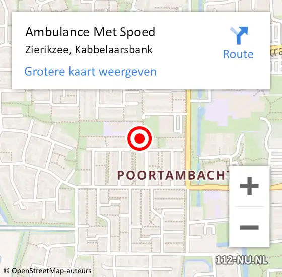 Locatie op kaart van de 112 melding: Ambulance Met Spoed Naar Zierikzee, Kabbelaarsbank op 10 juni 2016 01:34