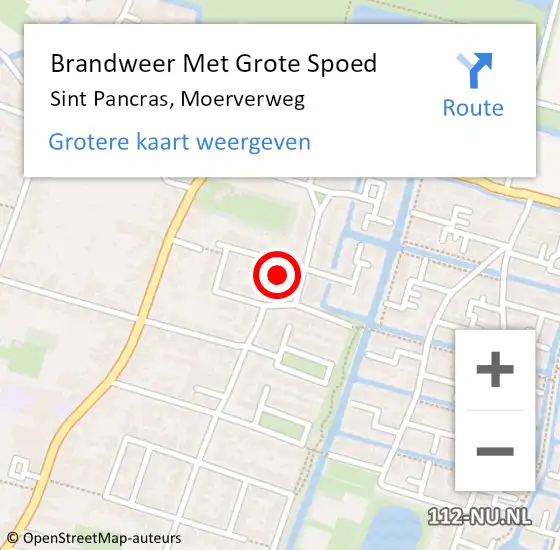 Locatie op kaart van de 112 melding: Brandweer Met Grote Spoed Naar Sint Pancras, Moerverweg op 10 juni 2016 03:42