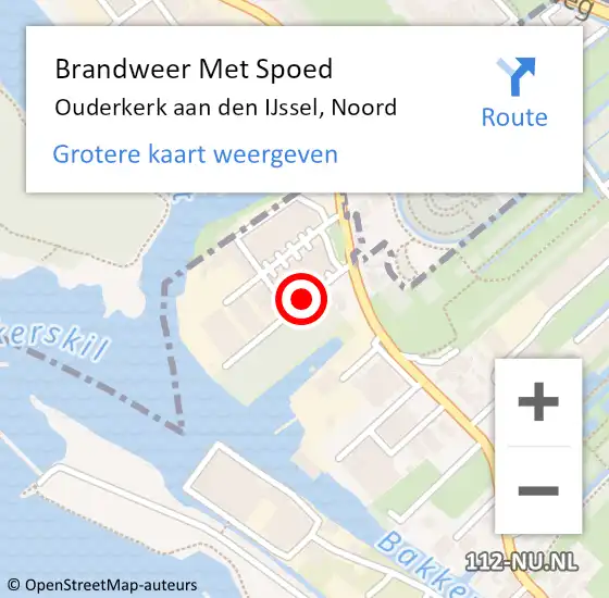 Locatie op kaart van de 112 melding: Brandweer Met Spoed Naar Ouderkerk aan den IJssel, Noord op 10 juni 2016 04:03