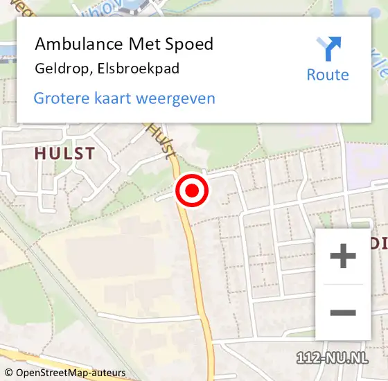 Locatie op kaart van de 112 melding: Ambulance Met Spoed Naar Geldrop, Elsbroekpad op 10 juni 2016 04:40
