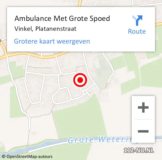 Locatie op kaart van de 112 melding: Ambulance Met Grote Spoed Naar Vinkel, Platanenstraat op 10 juni 2016 07:42