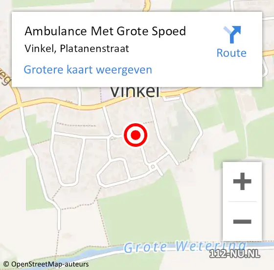 Locatie op kaart van de 112 melding: Ambulance Met Grote Spoed Naar Vinkel, Platanenstraat op 10 juni 2016 07:47