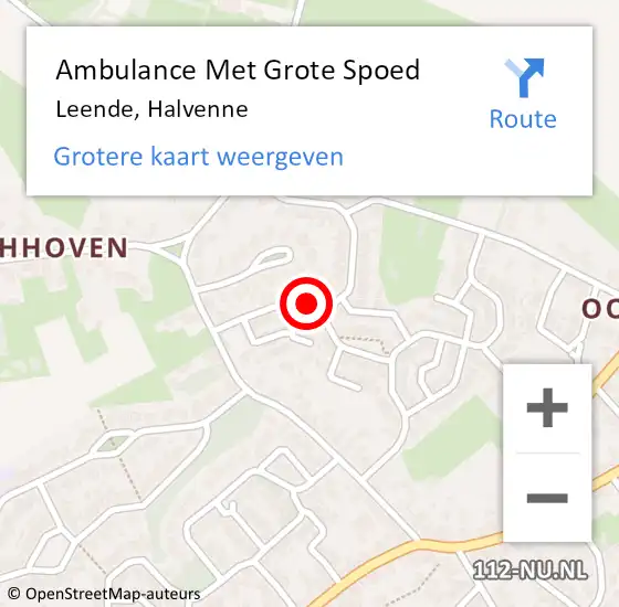 Locatie op kaart van de 112 melding: Ambulance Met Grote Spoed Naar Leende, Halvenne op 10 juni 2016 08:14