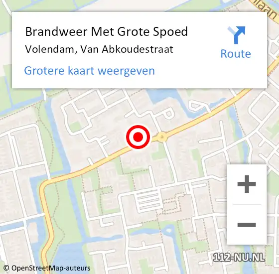 Locatie op kaart van de 112 melding: Brandweer Met Grote Spoed Naar Volendam, Van Abkoudestraat op 10 juni 2016 08:19