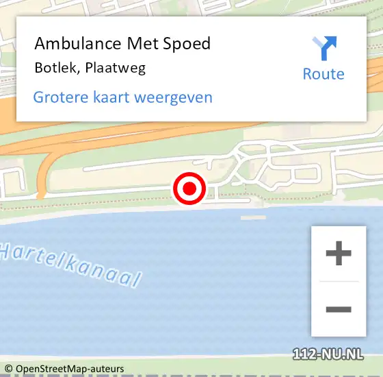 Locatie op kaart van de 112 melding: Ambulance Met Spoed Naar Botlek Rotterdam, Plaatweg op 10 juni 2016 08:28