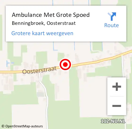 Locatie op kaart van de 112 melding: Ambulance Met Grote Spoed Naar Benningbroek, Oosterstraat op 10 juni 2016 08:38