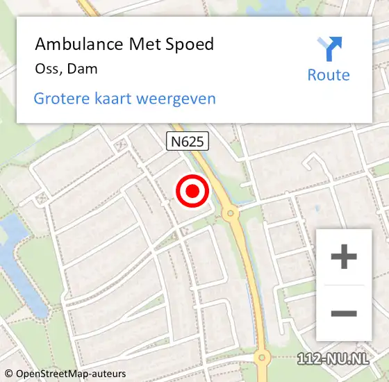 Locatie op kaart van de 112 melding: Ambulance Met Spoed Naar Oss, Dam op 10 juni 2016 08:39