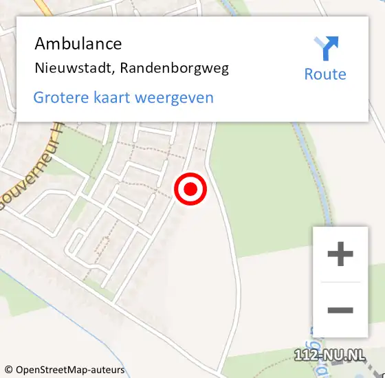 Locatie op kaart van de 112 melding: Ambulance Nieuwstadt, Randenborgweg op 10 juni 2016 09:11