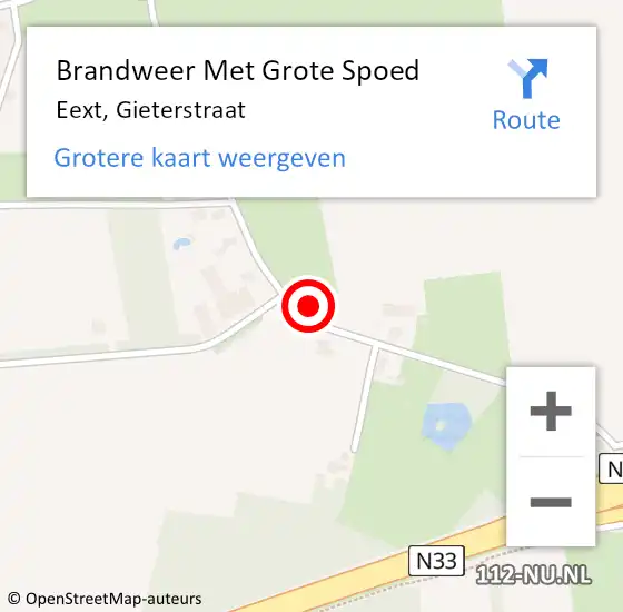 Locatie op kaart van de 112 melding: Brandweer Met Grote Spoed Naar Eext, Gieterstraat op 10 juni 2016 09:16