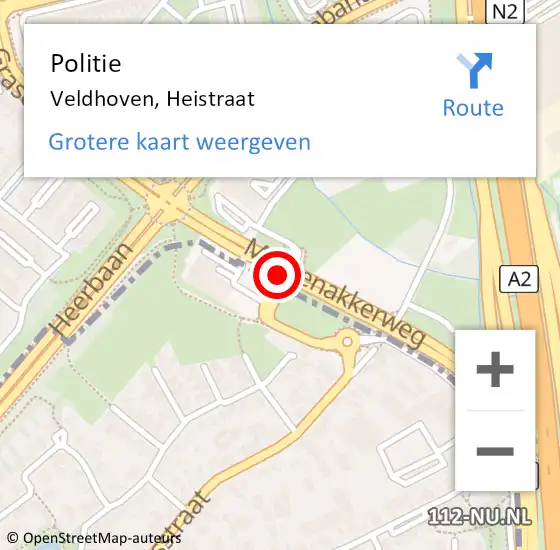 Locatie op kaart van de 112 melding: Politie Veldhoven, Heistraat op 10 juni 2016 10:11