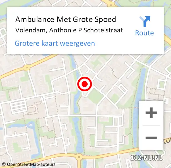 Locatie op kaart van de 112 melding: Ambulance Met Grote Spoed Naar Volendam, Anthonie P Schotelstraat op 10 juni 2016 10:14