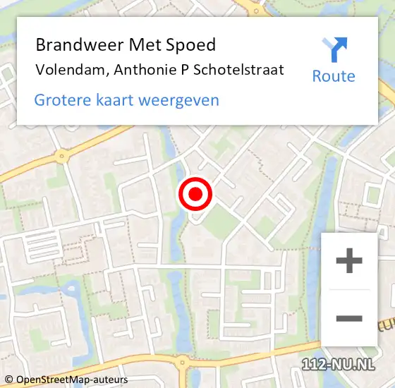 Locatie op kaart van de 112 melding: Brandweer Met Spoed Naar Volendam, Anthonie P Schotelstraat op 10 juni 2016 10:31