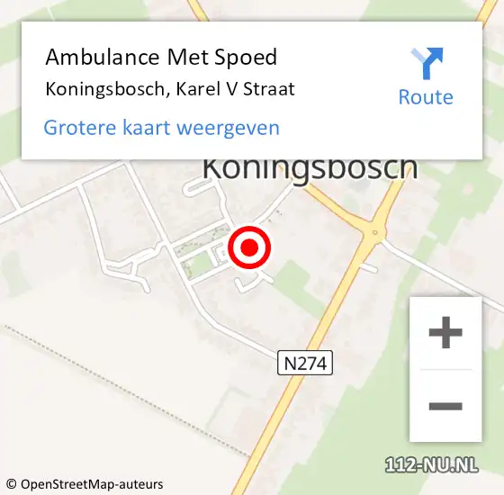 Locatie op kaart van de 112 melding: Ambulance Met Spoed Naar Koningsbosch, Karel V Straat op 10 juni 2016 10:36