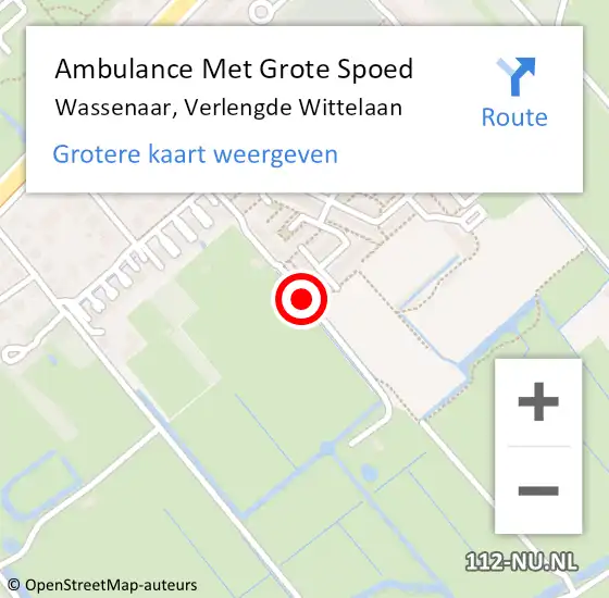 Locatie op kaart van de 112 melding: Ambulance Met Grote Spoed Naar Wassenaar, Verlengde Wittelaan op 10 juni 2016 10:46